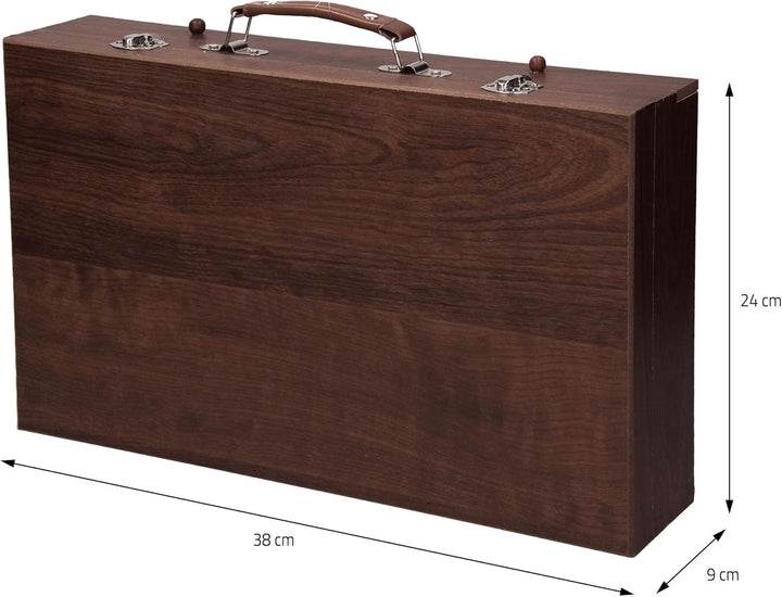 ECD Germany Zeichenset Malset 112 teilig, zum Zeichnen und Malen, Malkoffer aus Holz, für Kinder/Erw