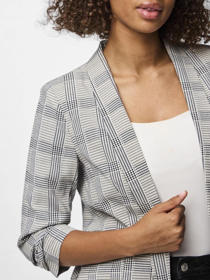 PIECES Damen Pcbosella 3/4 Printed Blazer Noos Blazer (1er Pack) XXL Schwarz, XXL Schwarz