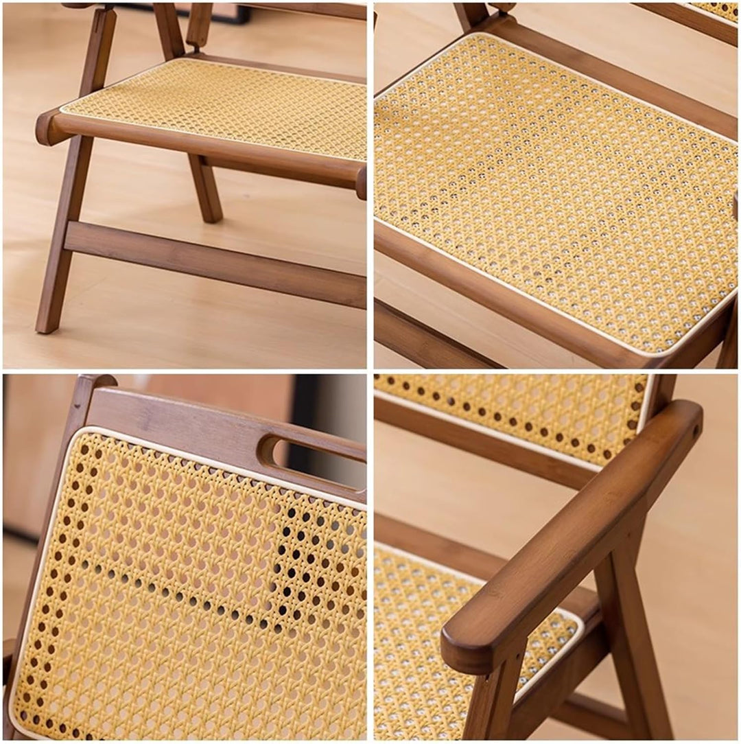 Mgchowue Holz Rattan Klappstühle, mit Polster, Tragbar Platzsparend Freizeitstuhl für Balkon und Woh