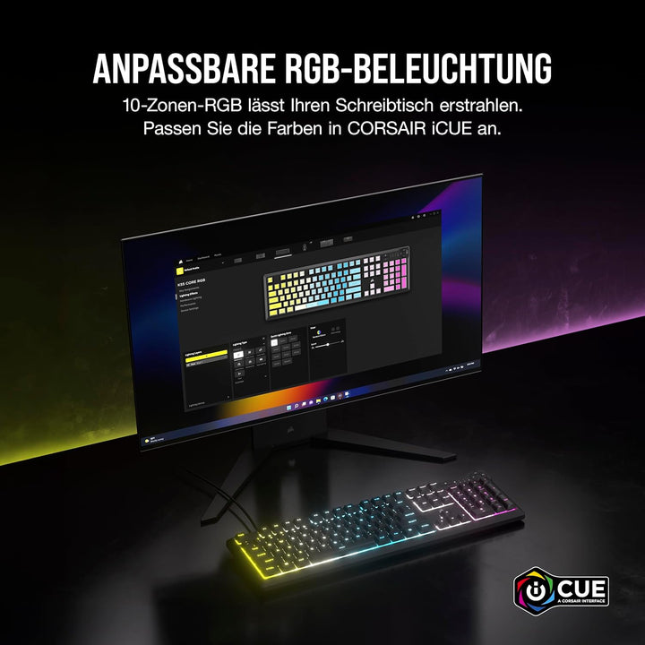 Corsair K55 CORE RGB Membran Kabelgebundene Gaming-Tastatur – Leise, Reaktionsschnelle Schalter – Sp