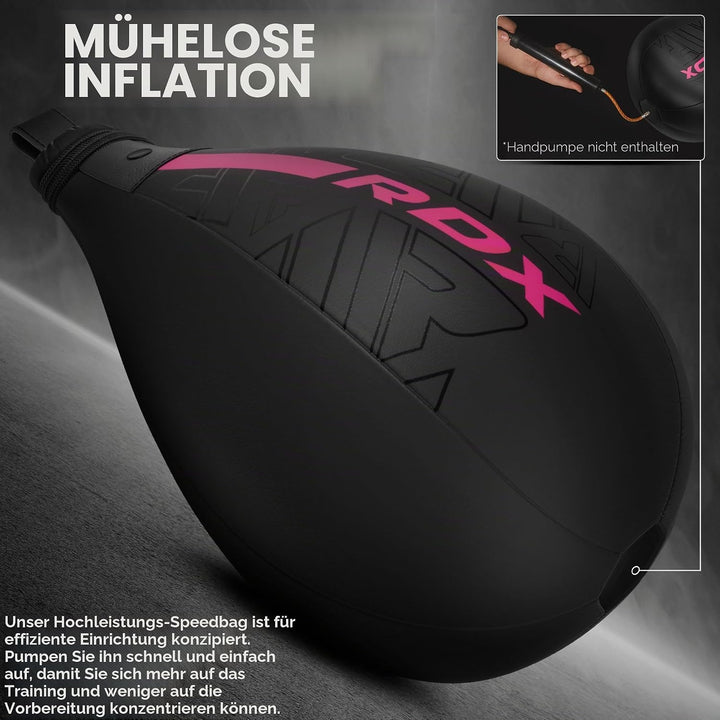 RDX Boxbirne Maya Hide Leder Set, Speedball Hängend Mit Halterung, Punchingball Boxing Speed Bag, Ge