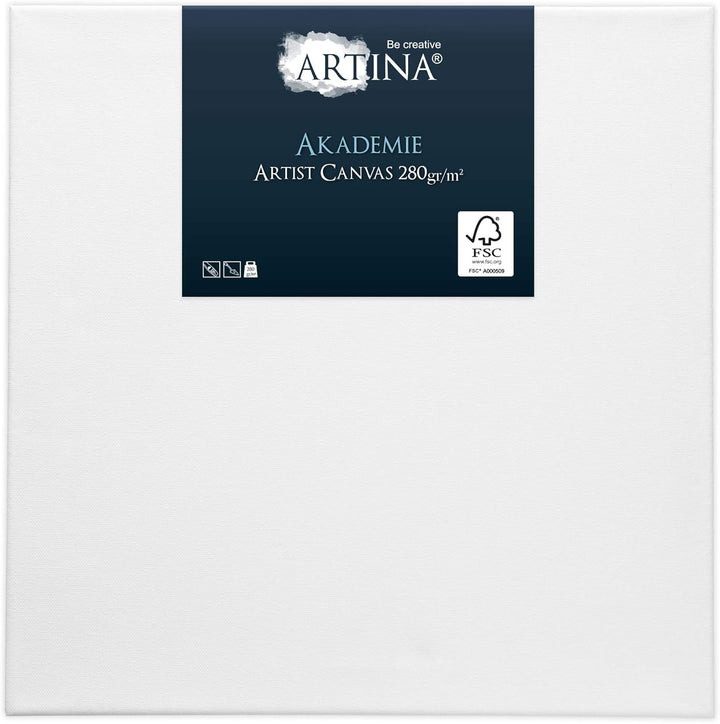 Artina FSC® Keilrahmen 10er Set Akademie 10x10 cm – Leinwand Set Maltuch aus 100% Baumwolle Leinwänd