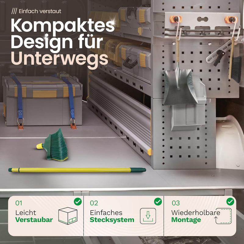 Novaliv Krallenbesen Set 40 cm Kunststoff mit Stiel Schneebesen Kratzbesen Rasenbesen Besen für drau