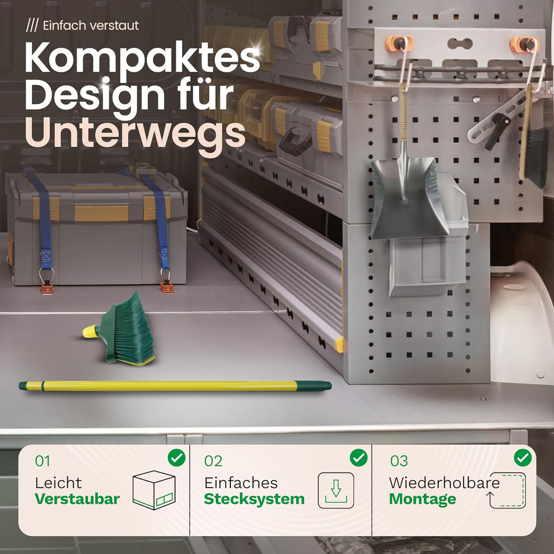 Novaliv Krallenbesen Set 40 cm Kunststoff mit Teleskopstiel gebogenen Borsten Gartenbesen Strassenbe