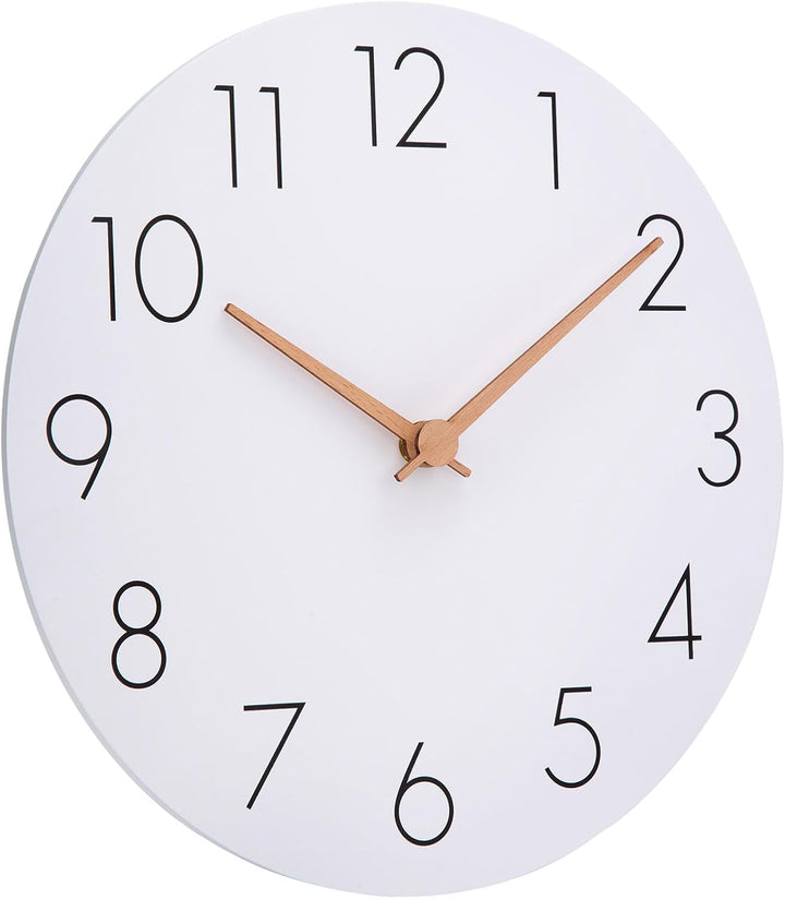 Warminn MDF Holz Wanduhr Ohne TickgeräUsche Lautlos Modern 30cm Quarz Gross Batterie Betriebene Wand