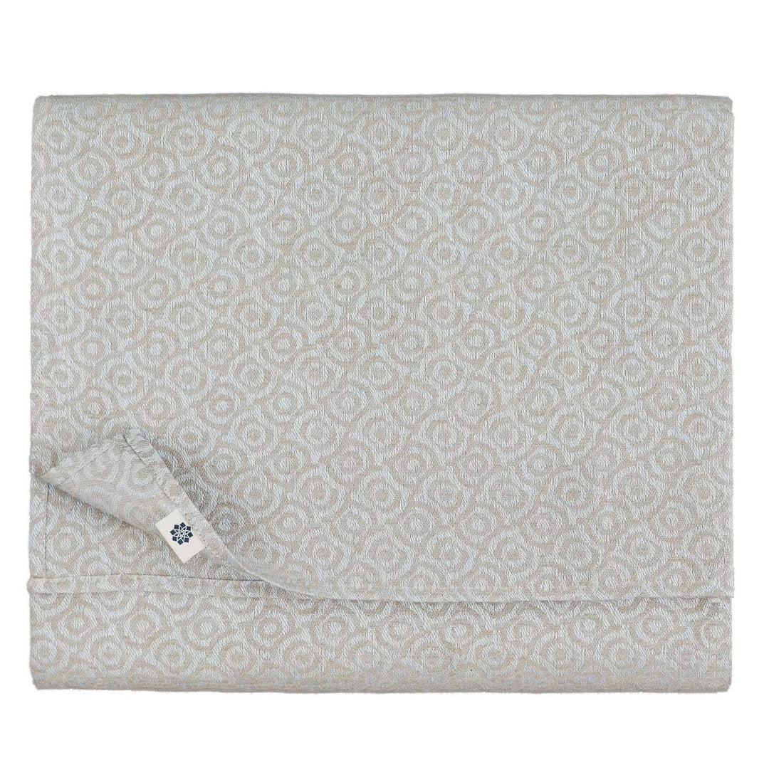 Linen &amp; Cotton Jacquard Damast Tischdecke Stoff Cervo - 100% Leinen, Hellblau Blau Beige (147 x 147