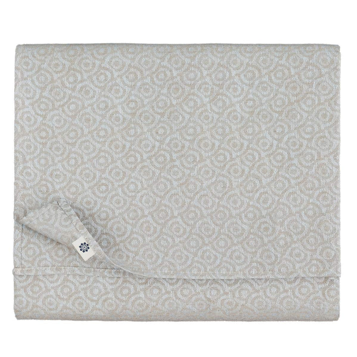 Linen &amp; Cotton Jacquard Damast Tischdecke Stoff Cervo - 100% Leinen, Hellblau Blau Beige (147 x 147