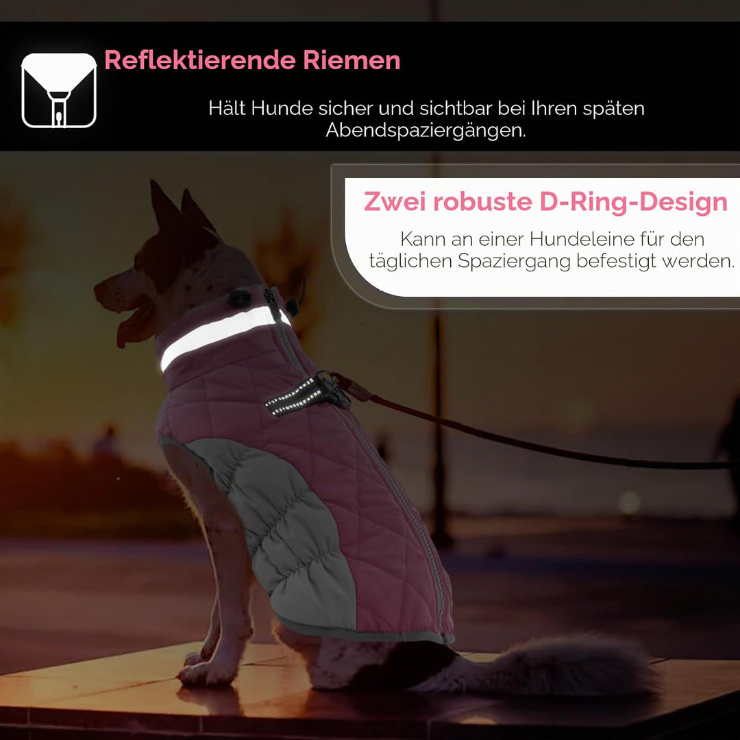 AOFITEE Extra Grosser Hundemantel, Warme Wasserdichter & Winddichter Hundejacke mit Bauchschutz, Rol
