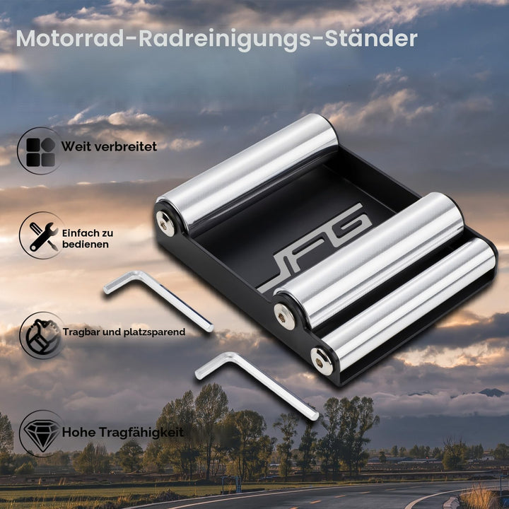 JFG RACING Motorrad Roller Stand Felgenreiniger Roller Ständer für Reifenreinigung &amp; Kettenschmierun