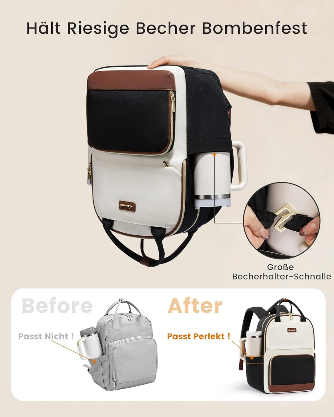LOVEVOOK Rucksack Damen, 17.3 Zoll Laptop Schulrucksack Teenager mit Grossem Flaschenfach, Uni Schul