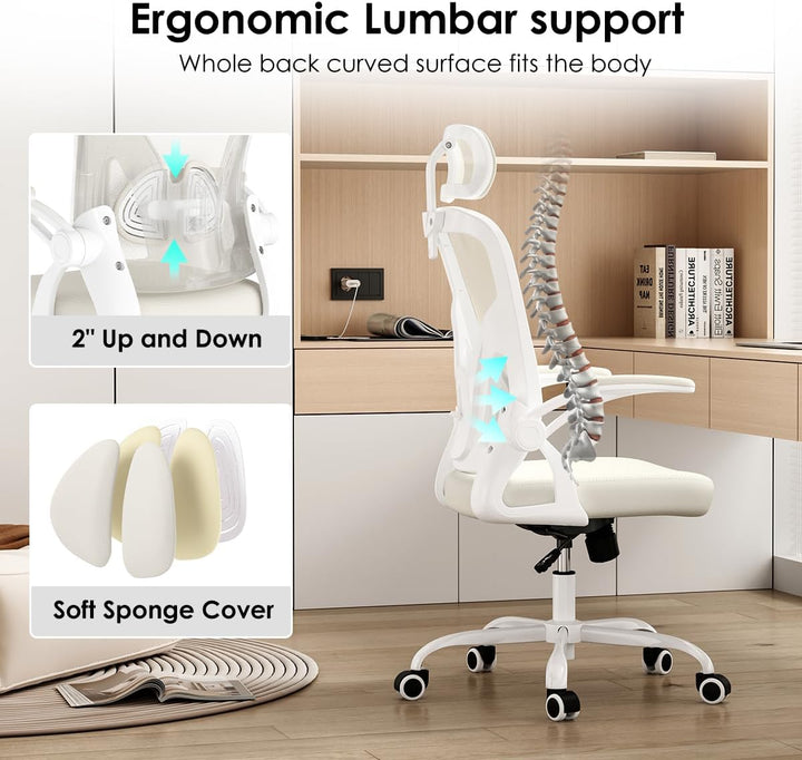 Farini Ergonomischer Stuhl mit Armlehne Büro Schreibtischstuhl mit Rollen Bequemer Home Office Stuhl