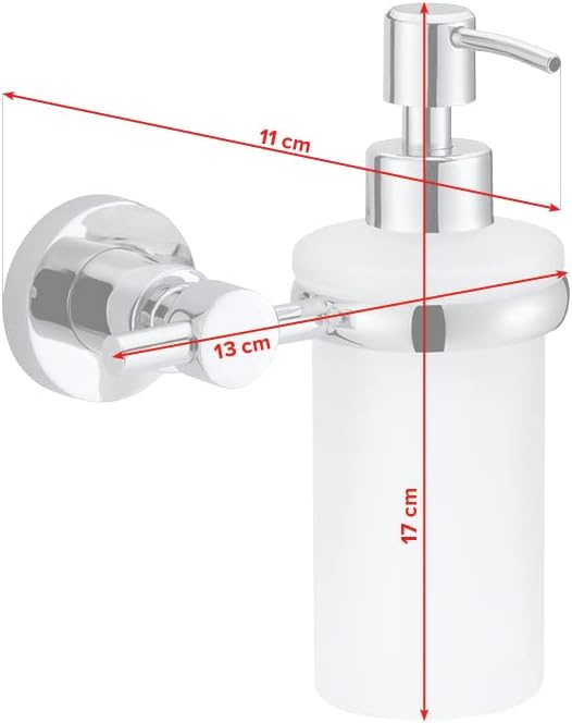 tesa LOXX Seifenspender-Set, satiniertes Glas und verchromter Edelstahl - Flüssigseifenspender zur W