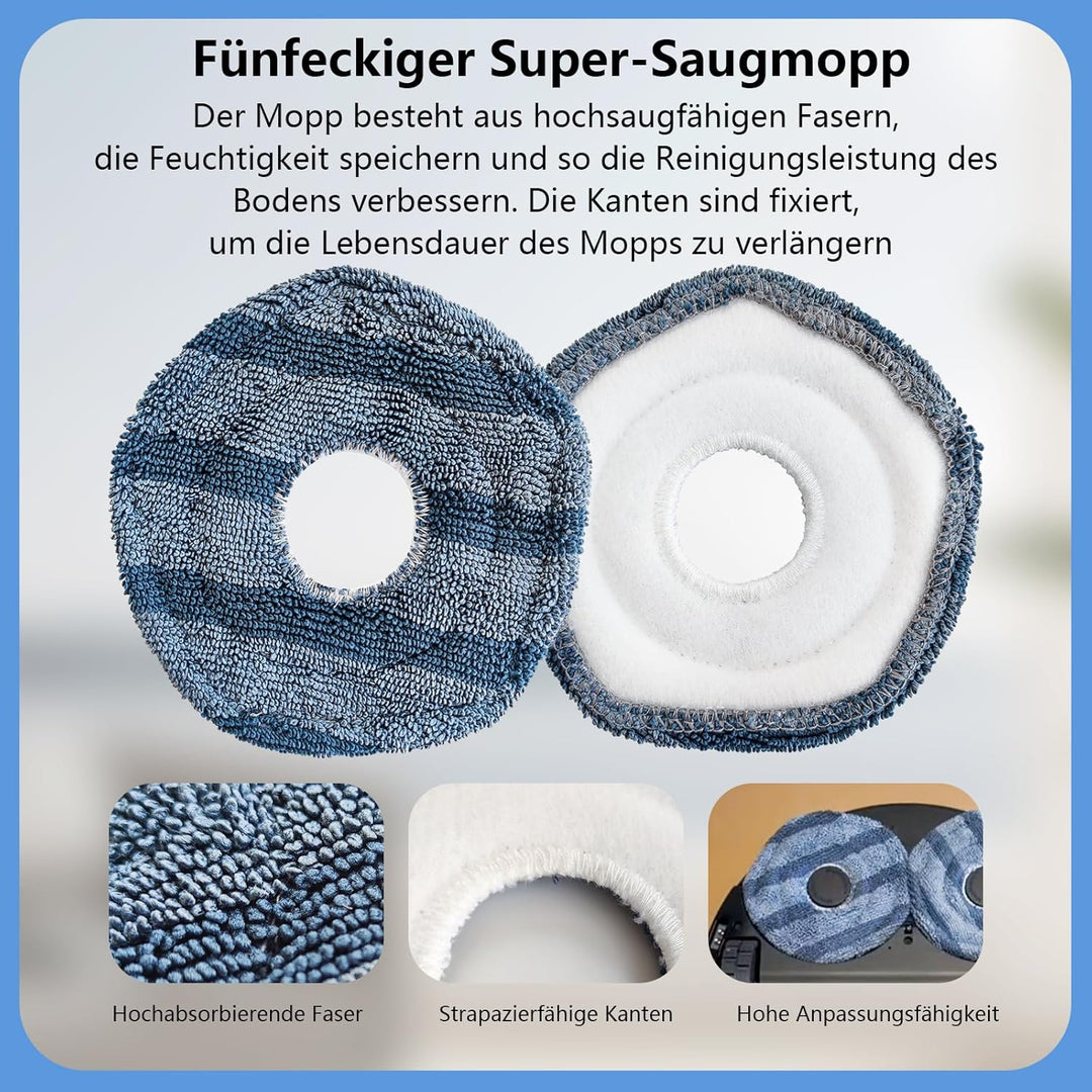 X10 Pro Omni Zubehör Set für Eufy X10 Pro Omni Saugroboter, 29 Stück, 2 Rollenbürste 6 Seitenbürsten