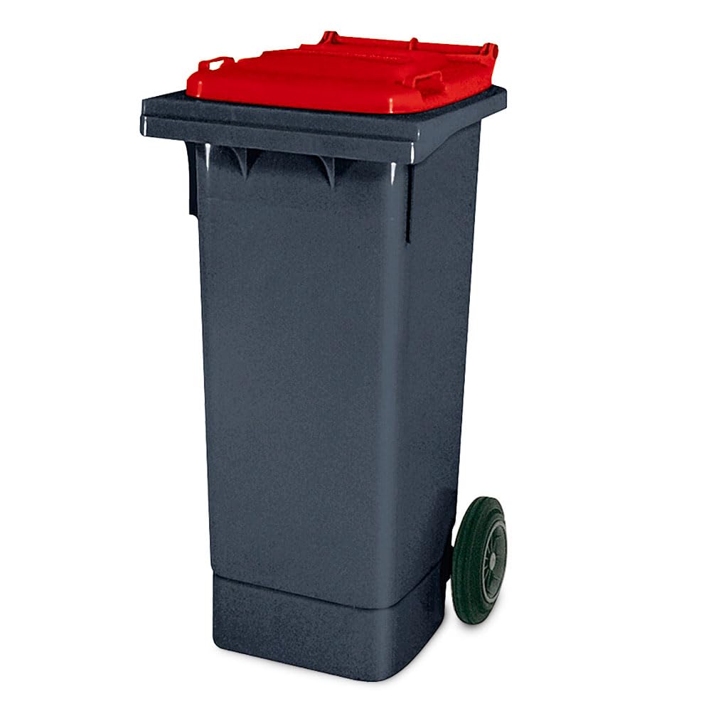 BRB Müllbehälter, 80 Liter, grau mit bunten Deckeln, BxTxH 445 x 520 x 930 mm, Niederdruck-Polyethyl