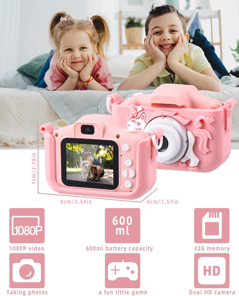 Kinderkamera,Digitalkamera Kinder 1080P 2,0-Zoll-Bildschirm Kamera Kinder mit 32GB SD-Karte USB HD S