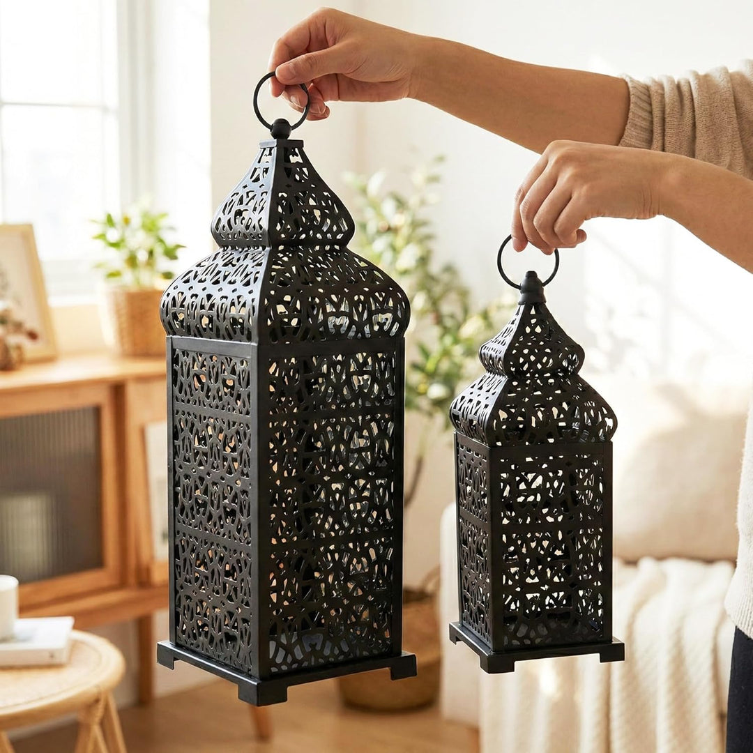 Vela Lanterns Temple Marokkanischer Stil Kerzenlaternen, Schwarz, 2 Stück Set of 2 Schwarz, Set of 2