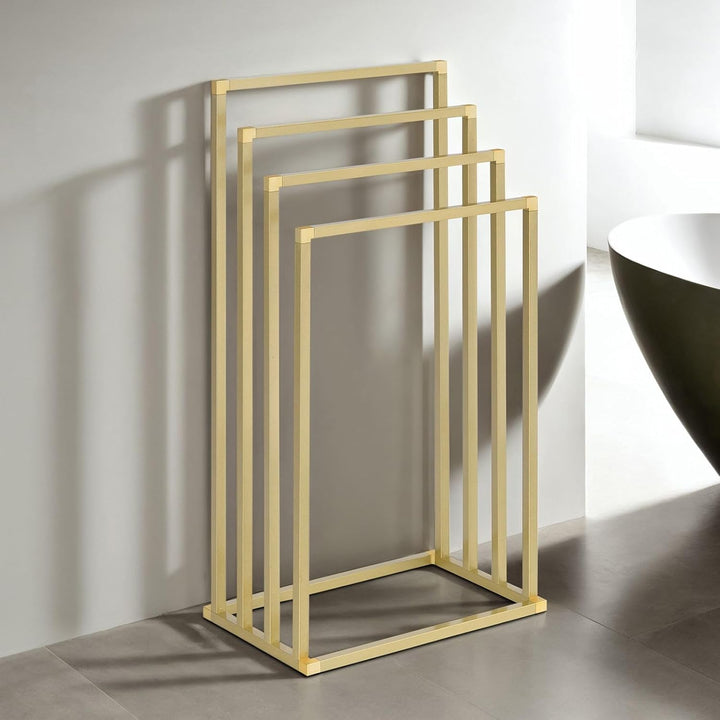 IDIMEX Handtuchhalter Senza freistehend, Gold – moderner Handtuchständer mit 4 Stangen, Metallgestel