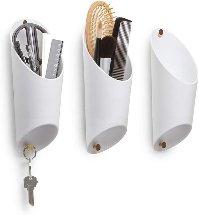 Umbra Floralink Wandvasen, Kunststoff, Weiss, 3er-Set