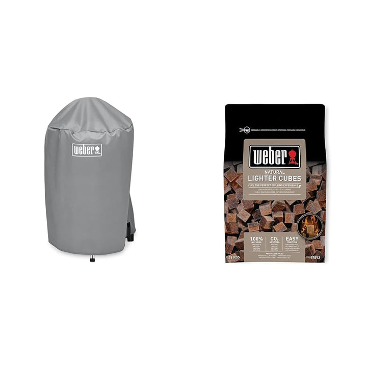 Weber Available 7175 18 Inch Charcoal Kettle Grill Cover, Schwarz, 81.3 x 47 x 61 cm & 17612 Anzündw