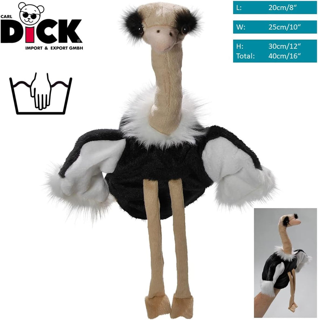 Carl Dick Vogel Strauss Handpuppe, Vogel, Plüschtier, Kuscheltier ca. 40cm hoch, ca. 30cm (nur Körpe