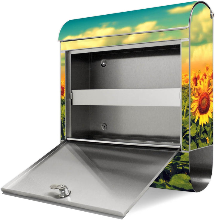 banjado Briefkasten Edelstahl 38x43x12cm & 2 Schlüssel - rostfreier Edelstahl Briefkasten mit Zeitun