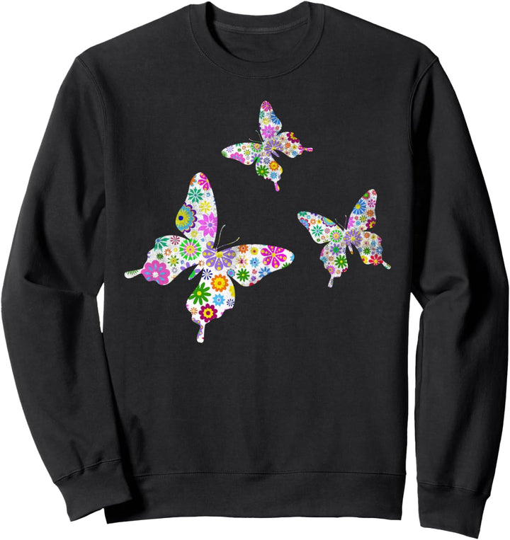 Niedliche Blumen Schmetterlinge Sweatshirt