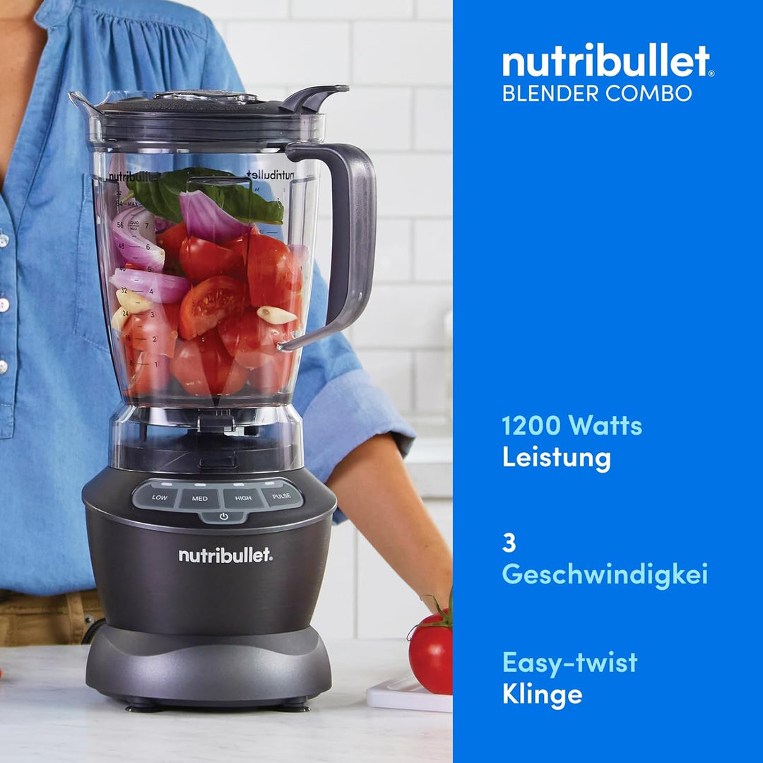 nutribullet Standmixer,1.200 Watt Leistung, 19.500 Umdrehungen/Minute, 1,8 L BPA-freier Krug, 2 Gesc