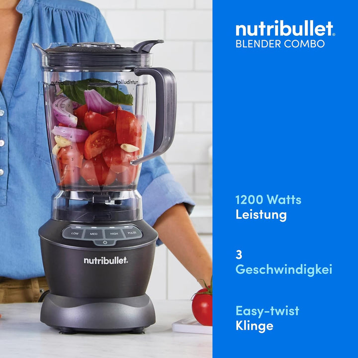 nutribullet Standmixer,1.200 Watt Leistung, 19.500 Umdrehungen/Minute, 1,8 L BPA-freier Krug, 2 Gesc