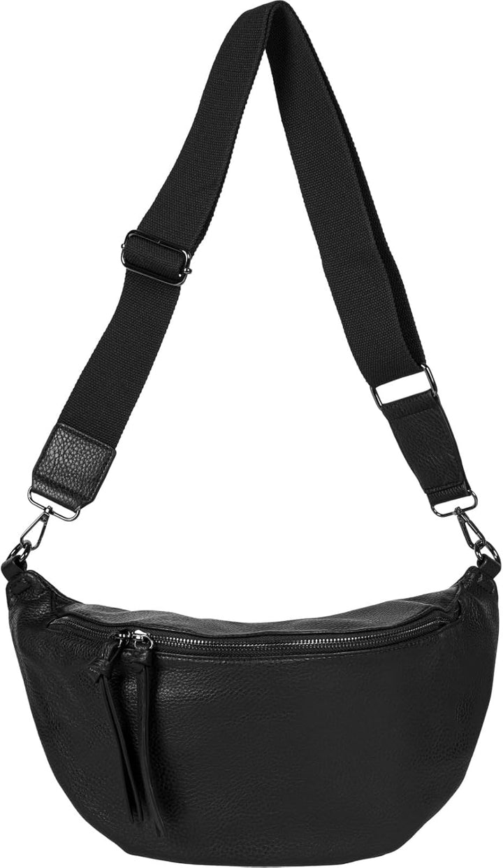 styleBREAKER Damen Halbmond Crossbody Schultertasche, abnehmbarer verstellbarer Schultergurt, Einfar