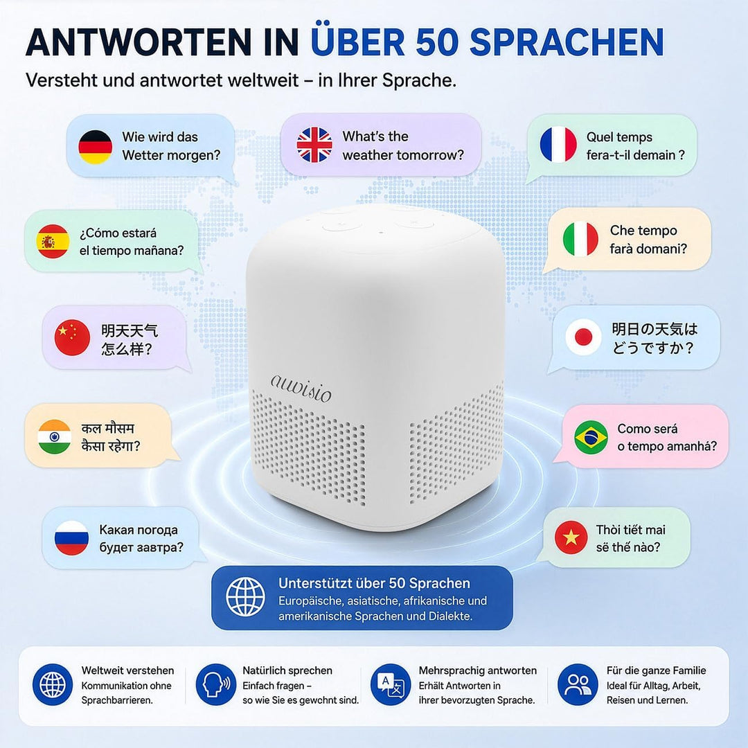 auvisio Smarthome Lautsprecher: KI-Sprachassistent mit ChatGPT,360° Sprachausgabe, Smarthome-Steueru