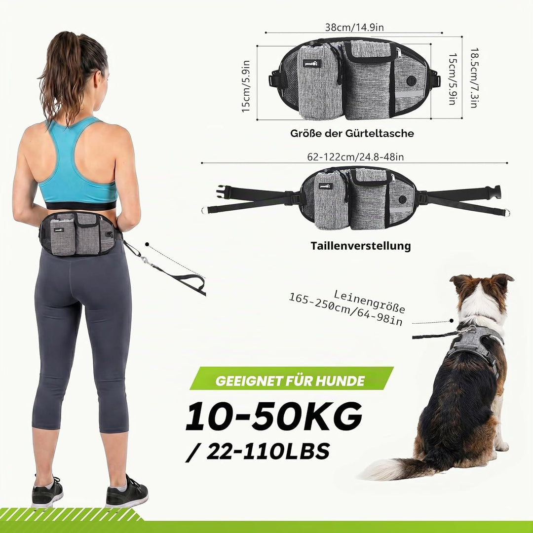 Pecute Joggingleine Hunde mit Bauchgurt, Laufgürtel Hundleine für Grosse und Mittelgrosse Hunde, Lei