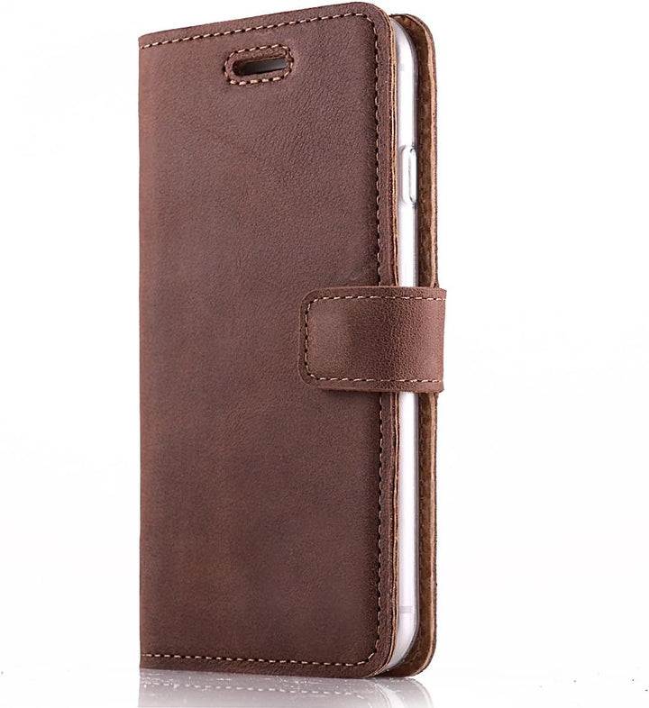 SURAZO Handy Hülle Für Samsung Galaxy S9 Plus - TV RFID Nubuk Nussbraun - Glattleder Premium - Vinta