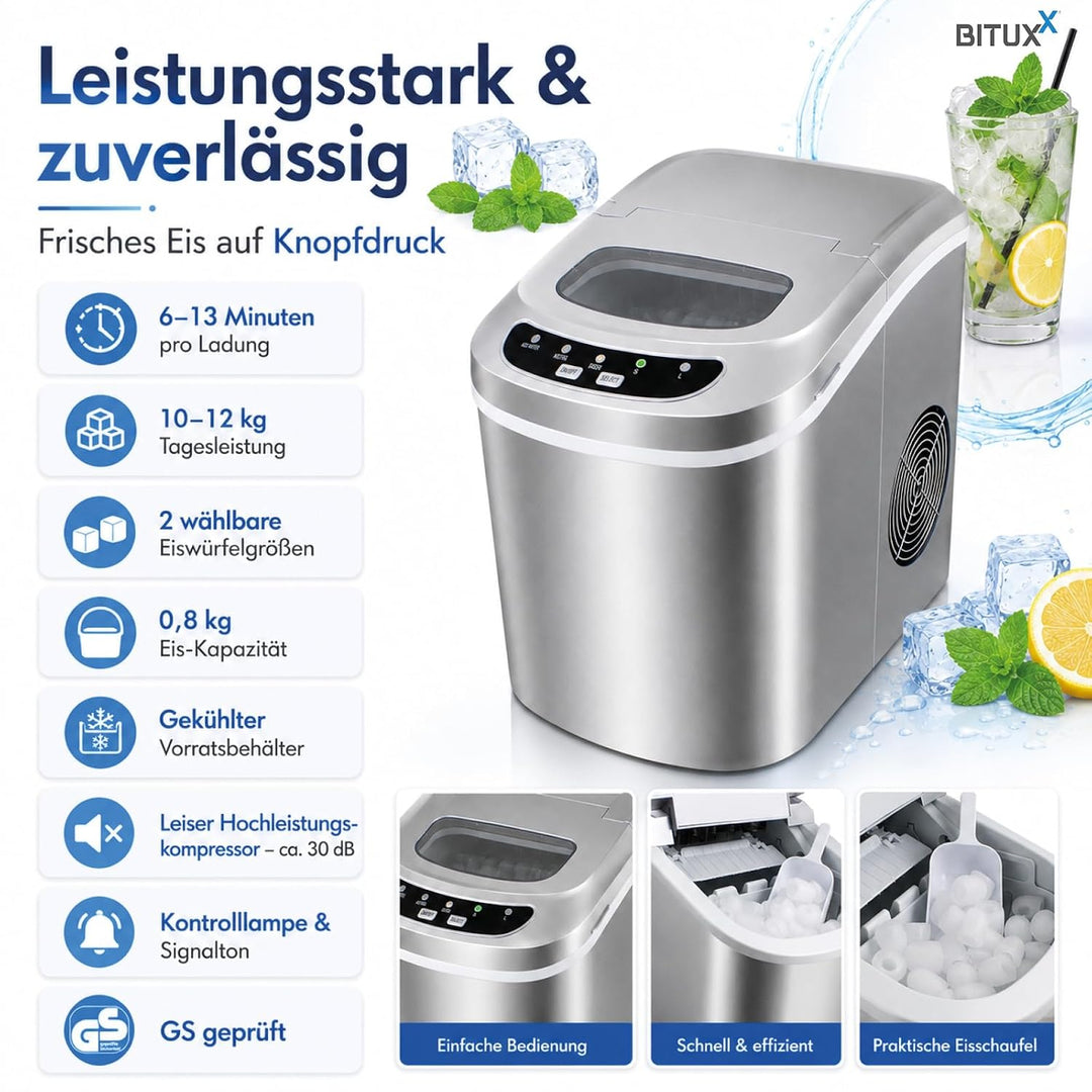 ms-point Eiswürfelmaschine, Eiswürfelbereiter, Icemaker in Silber