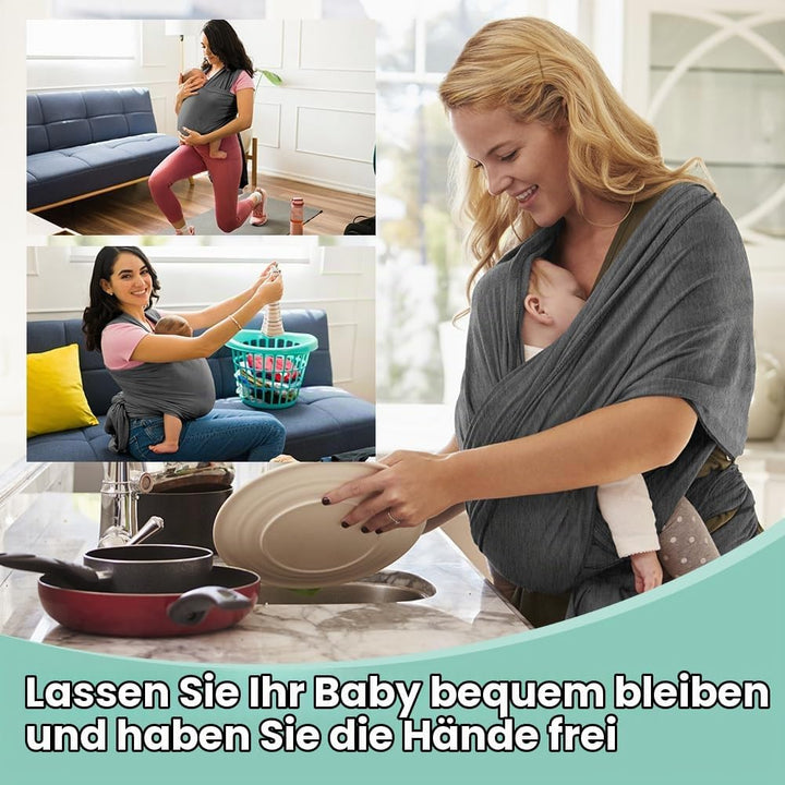 AOOWU Babytrage Tragetuch Baby Neugeborene bis 15 kg - Freihändiges Babytragetuch -Einfach Anzuziehe