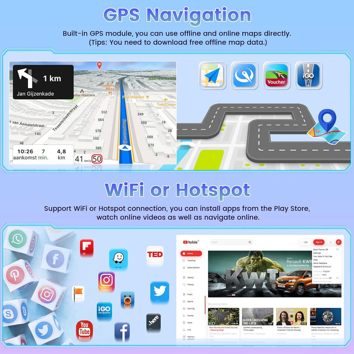 [8Cores 4G+64G] Hikity Android 15 Autoradio für VW Golf 4 T5 Polo Passat 7Zoll Touch Display Auto Ra