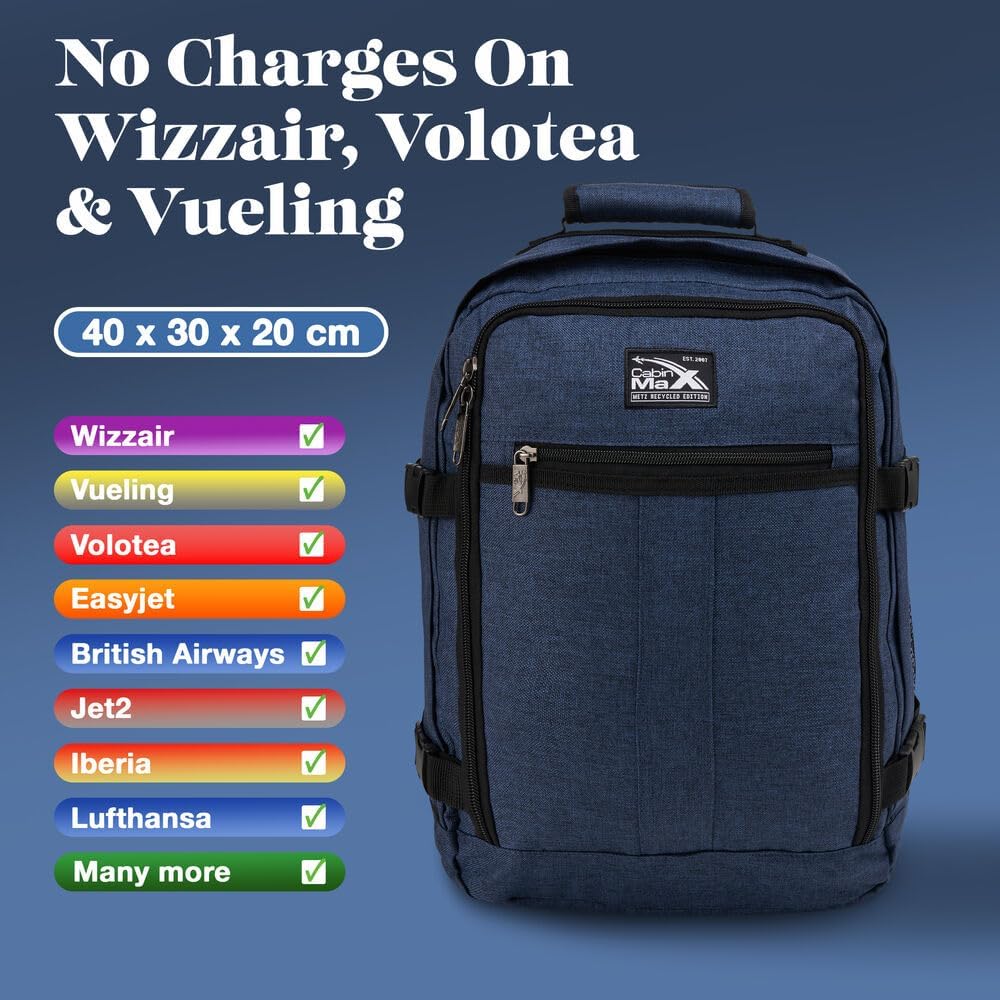 Cabin Max Metz 24L Handgepäck Tasche 40x30x20 cm – Bordgepäck für Ryanair, Wizz Air, EasyJet, Eurowi