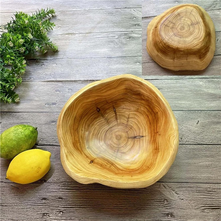 Obstschale aus Naturholz für unverwechselbares Dekor, unregelmässige kreative Holzschale, handgefert