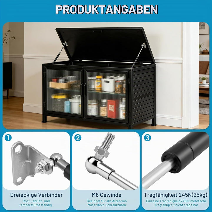 2 Stück Gasdruckfeder 380mm 245N/25Kg,L-Förmigen,Gasdruckdämpfer,Stossdämpfer Für Werkzeugkasten Woh