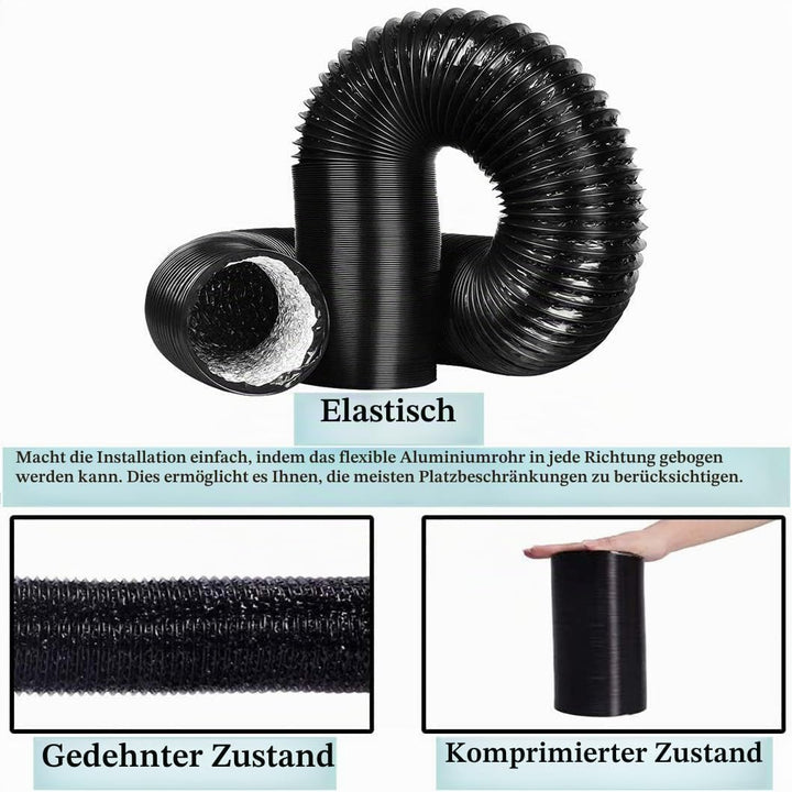 Lüftungsschlauch Abluftschlauch Aluflexrohr PVC Ablufttrockner - 100mm Alu-Flexschlauch Flexrohr Luf