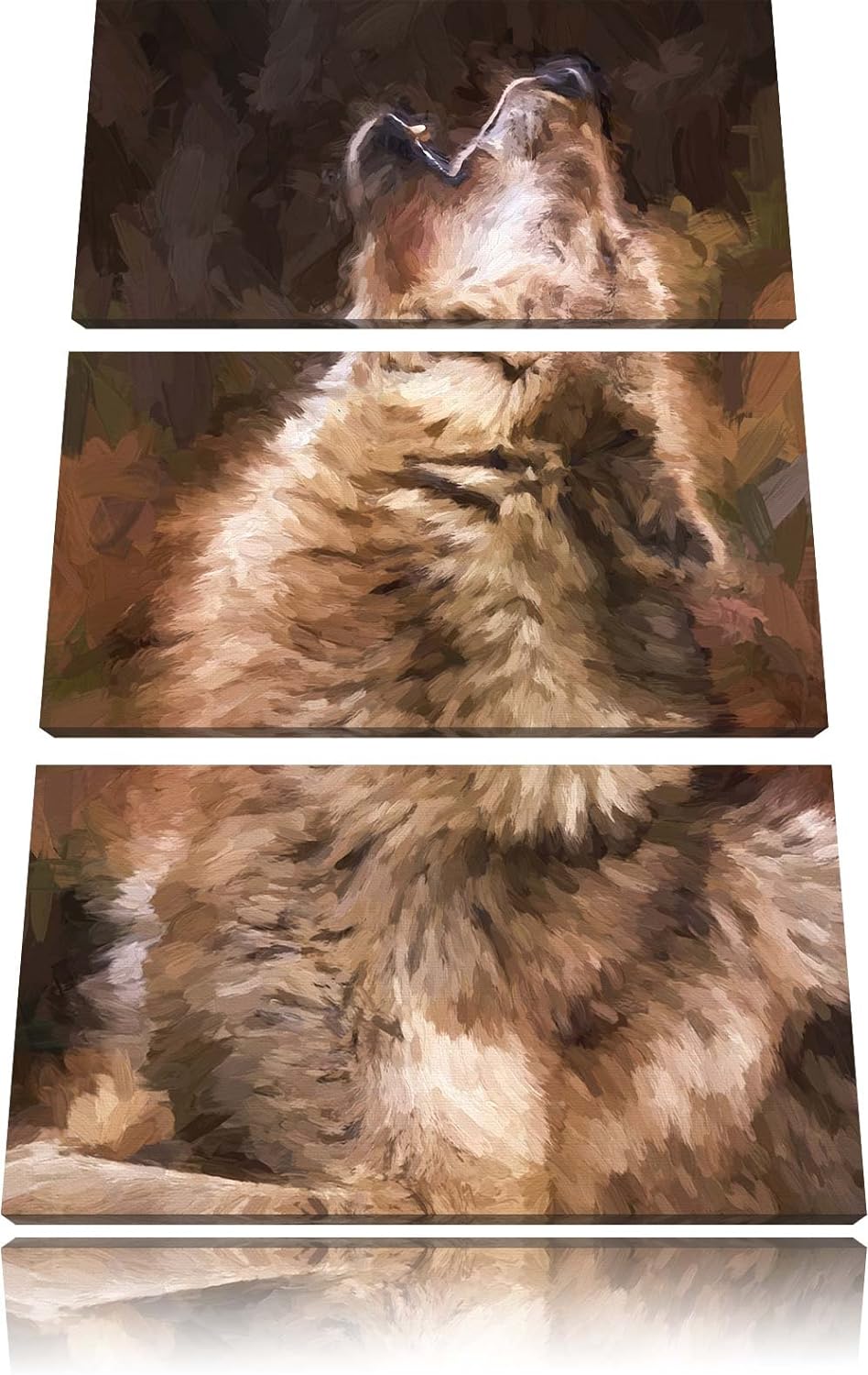 Pixxprint heulende Wölfe als Leinwandbild/Grösse: 3 Teilig (120x80) cm/Wandbild/Kunstdruck/fertig be