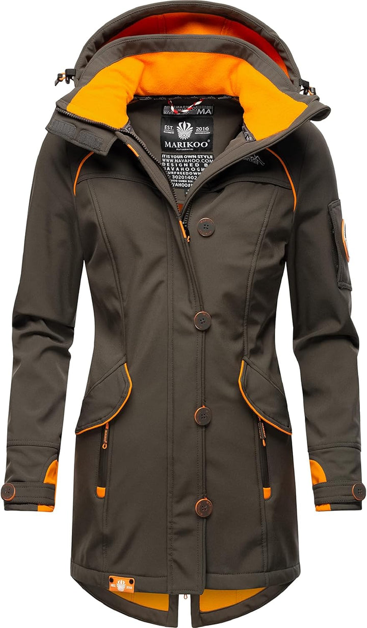 MARIKOO Damen Outdoor Parka Kurzmantel Outdoor Mantel wasserdicht mit Kapuze Soulinaa XS Anthracite,