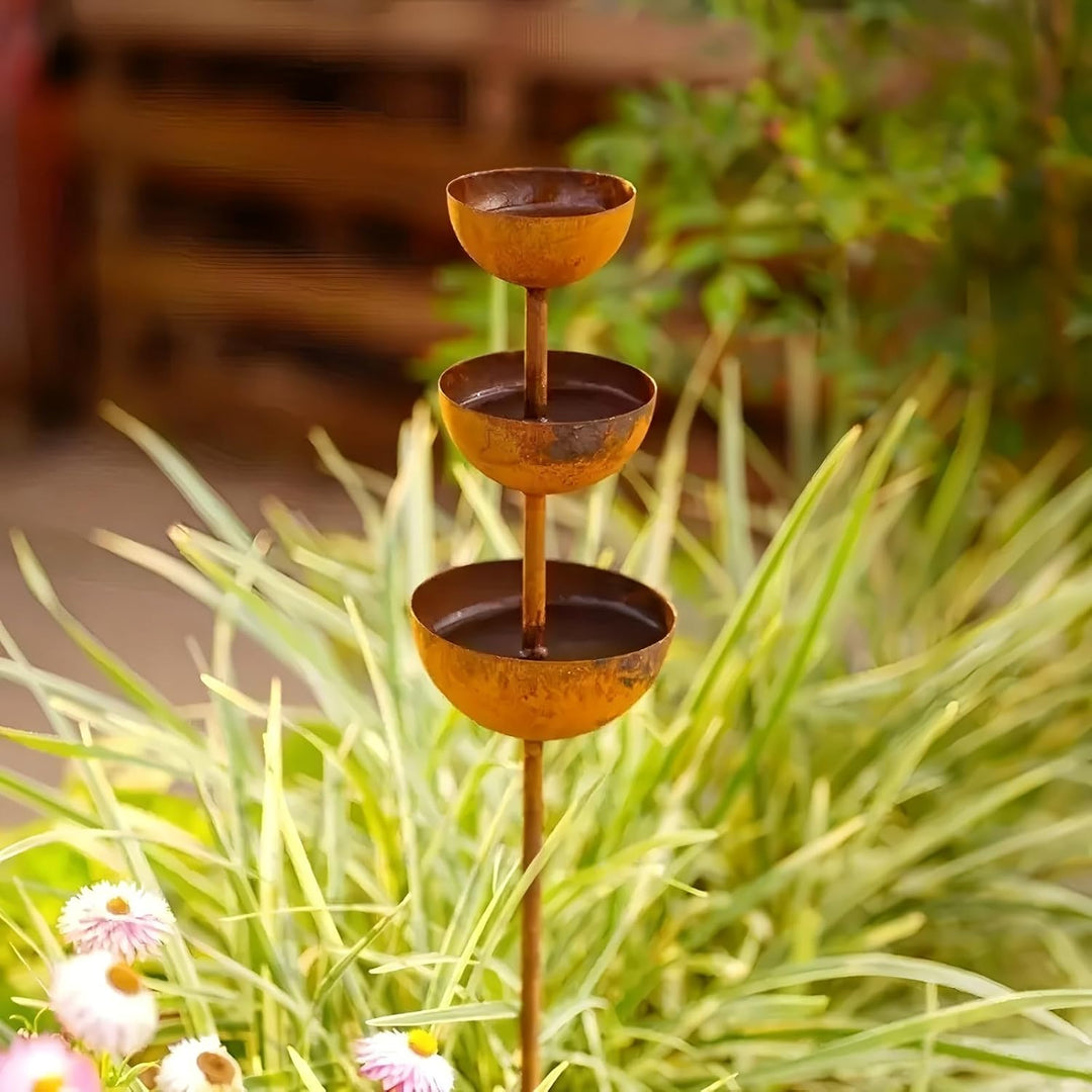 Regenfänger Gartenstecker Rost, Insektentränke Garten, Rostdeko GartendekoMetall Gartendeko für Drau