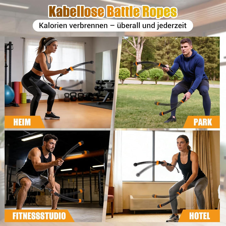 Ropeless Battle Ropes, Verstellbare Battle Rope Ohne Seil mit Tragetasche & Übungsanleitung, Gewicht