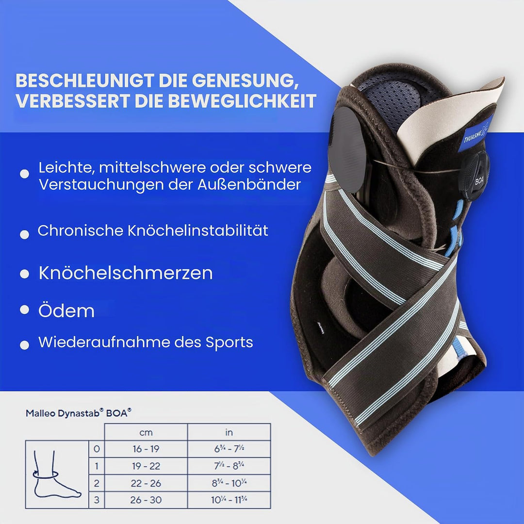 Malleo Dynastab Fussgelenkbandage Boa mit Scroll-Rad-Schiene zur Verspannung, Erholung oder Kontinui