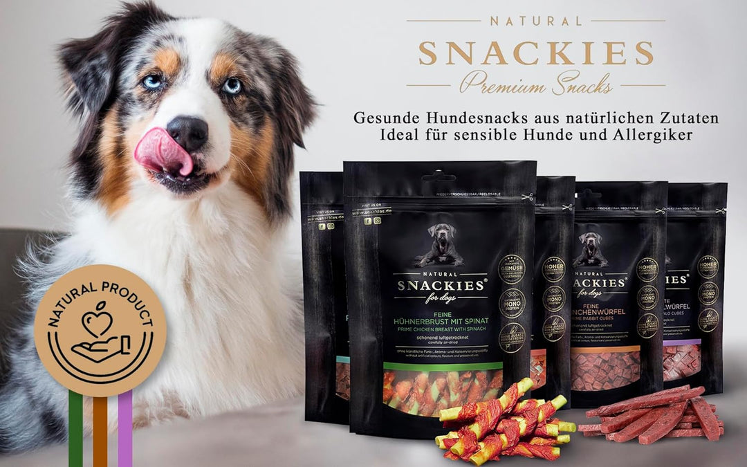SNACKIES Vorteils-Set Genuss 8+1 Pack (à 170/180g) Premium Snacks für Hunde ohne Zusatz von Getreide
