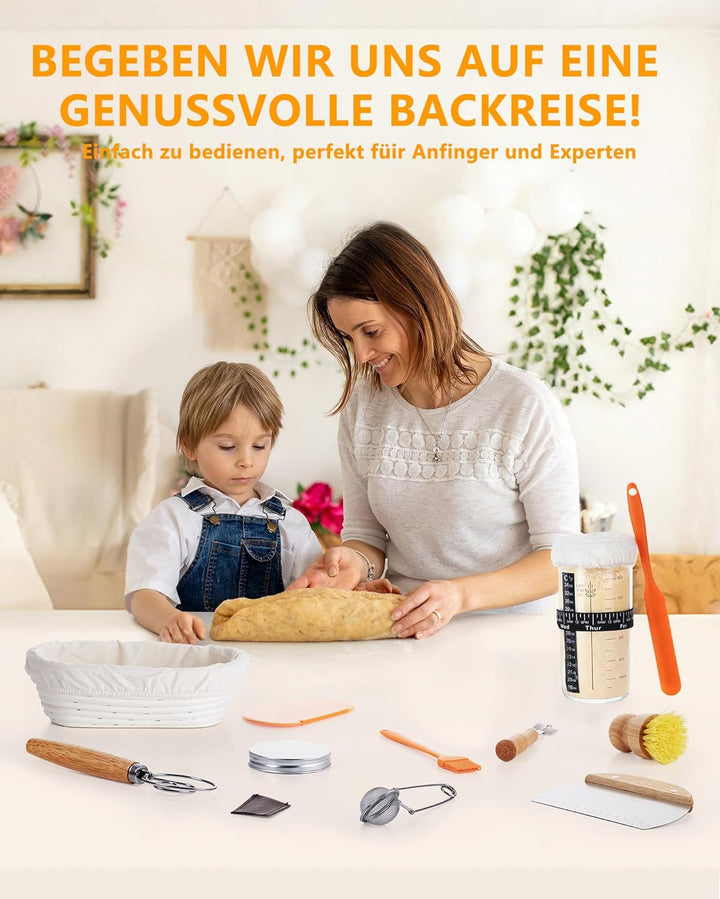 Gärkörbchen, Brotgärkorb-Set Für Sauerteig Starter Set, Gärkorb natürlichem Rattan, Sauerteig-Gärkor