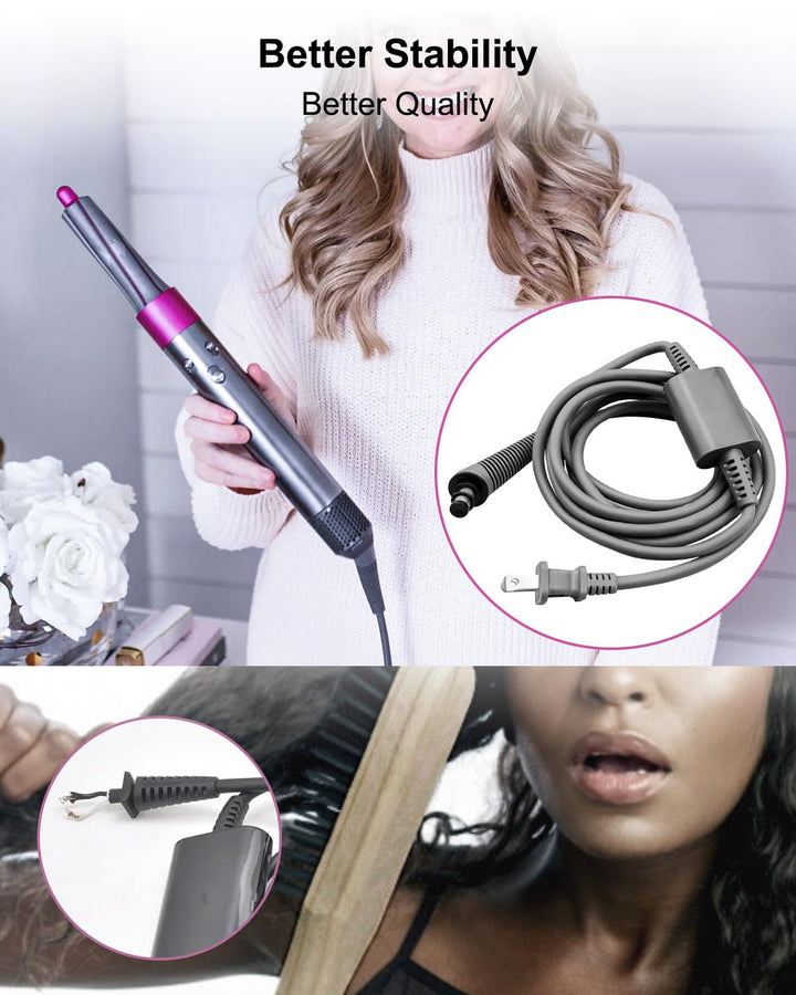 Curly Hair Rod Power Cord Fit for Dyson HS01 Airwrap Hair Styler, 269.2 cm Curling Iron AC Charger R