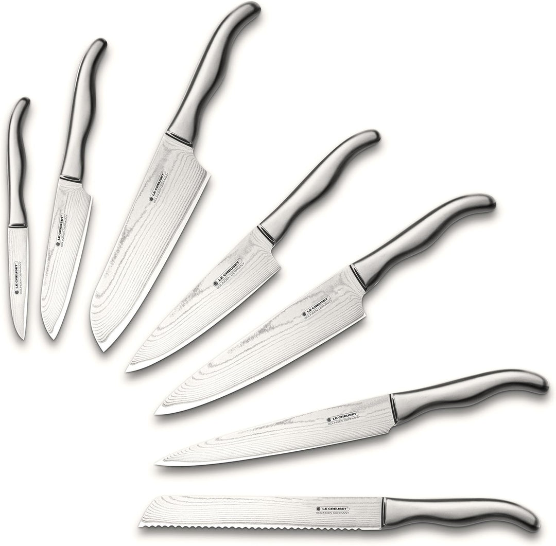 Le Creuset Kochmesser, 20 cm 18/8 Damaststahlklinge mit glattem Schliff, Edelstahlgriff, Rostfrei, S