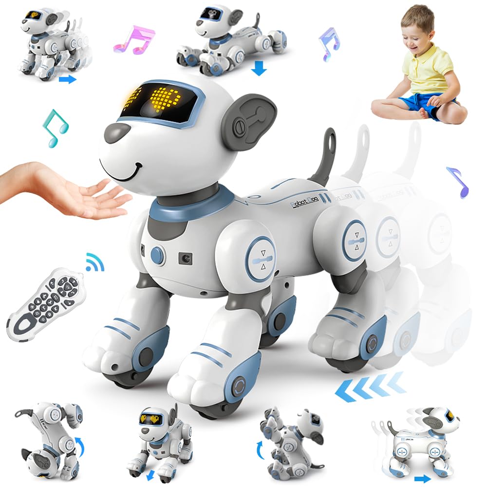 VATOS Roboter Hund Kinder Ferngesteuerter Spielzeug - Interaktiver Anfassen und Folgen Roboterhund m