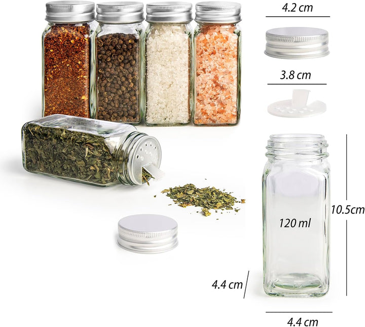 ZEBEN® Gewürzgläser eckig Set [25 Stk 120ml] Gewürzdosen Set Glas Gewurzglaserset Gewürzbehälter mit